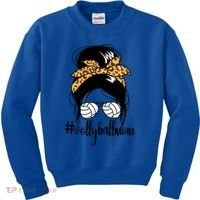 #Volleyballmom Messy Bun Mom S Volleyball Mom Funny Gift Kids Sweatshirt thumb 0