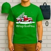 Vintage Merry Christmas Red Truck Old Fashioned Xmas Gift T-Shirt thumb 6