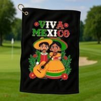 Viva Mexico Celebrate Mexican Independence Day Golf Towel thumb 1