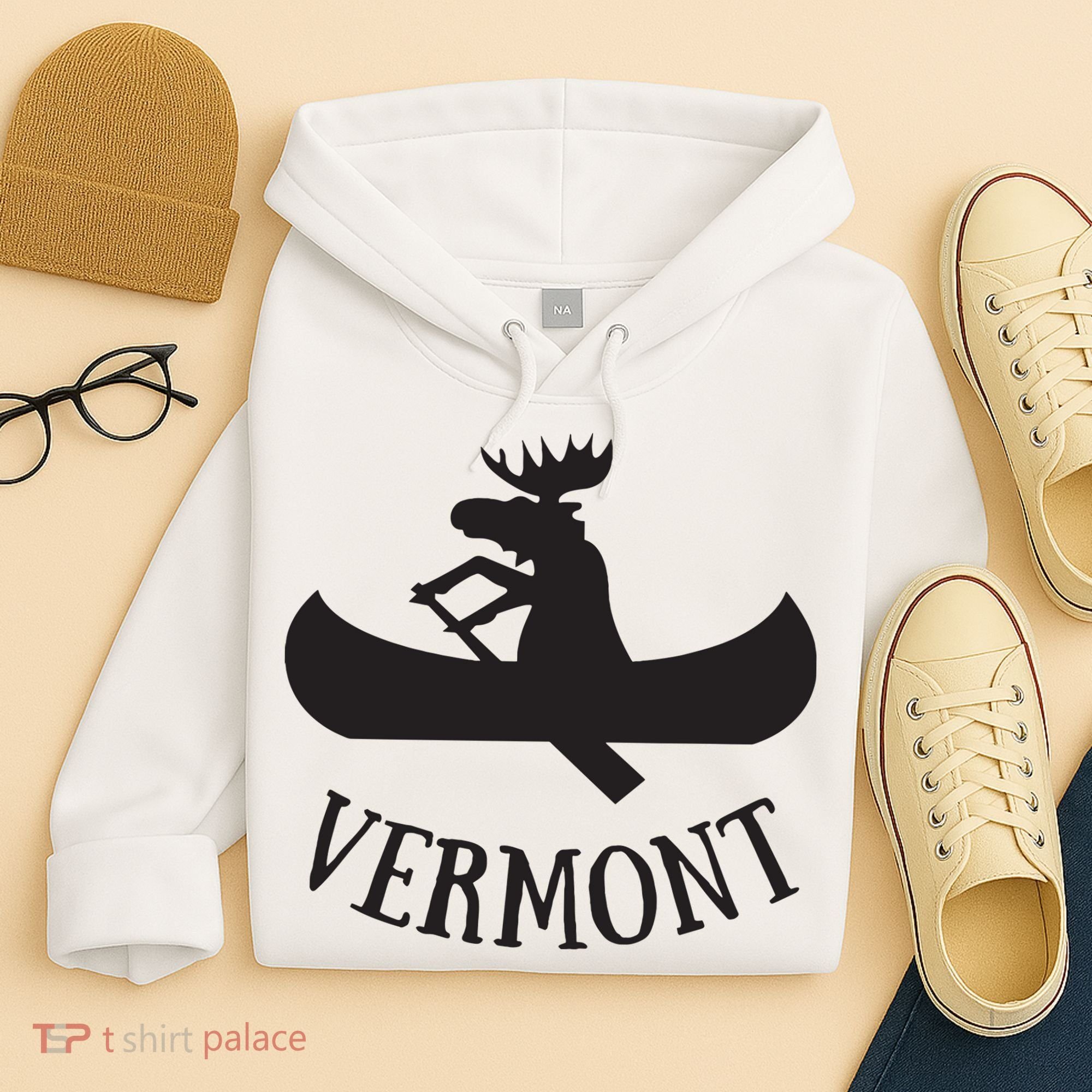 Vermont Moose Canoe Vacation T Hoodie