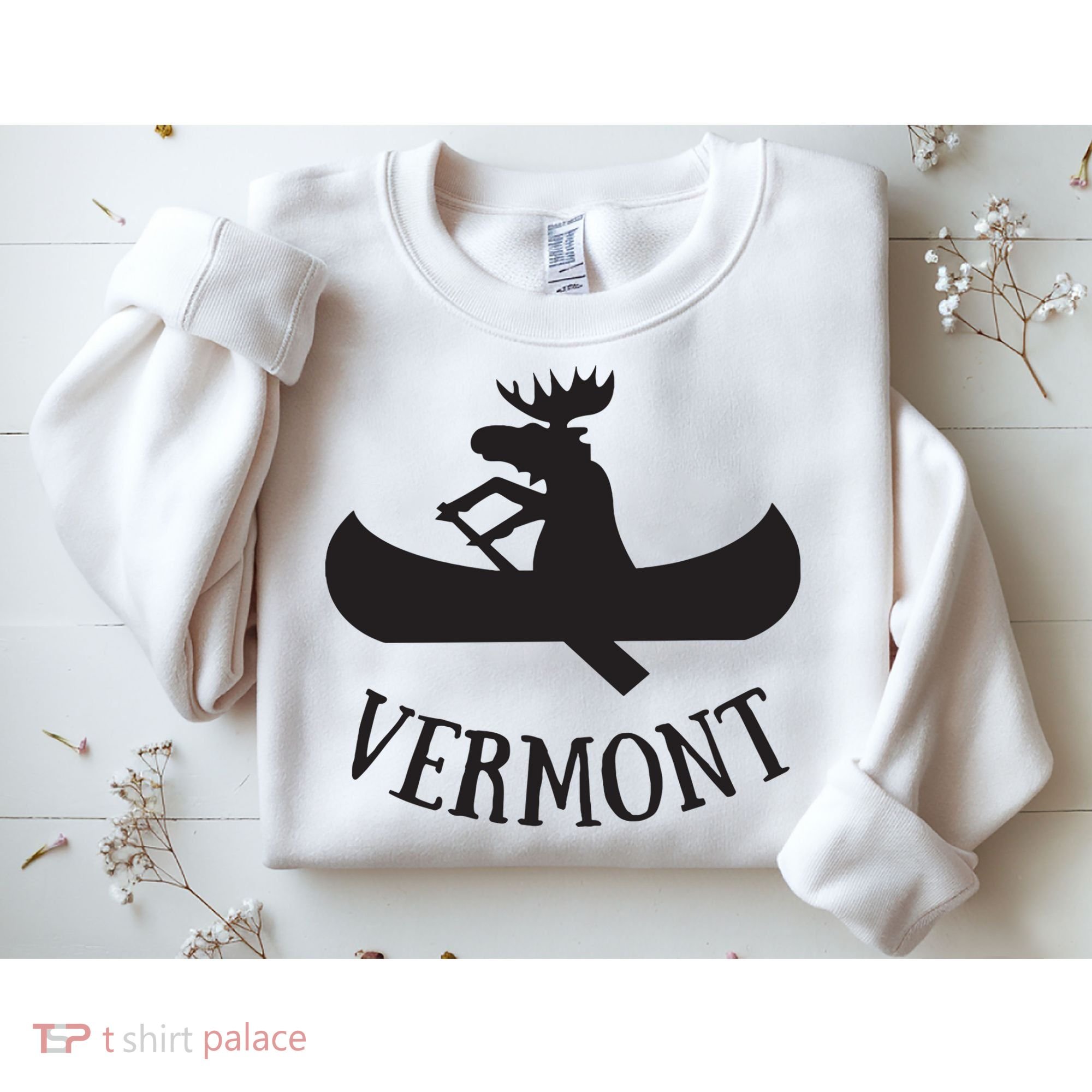 Vermont Moose Canoe Vacation T Sweatshirt
