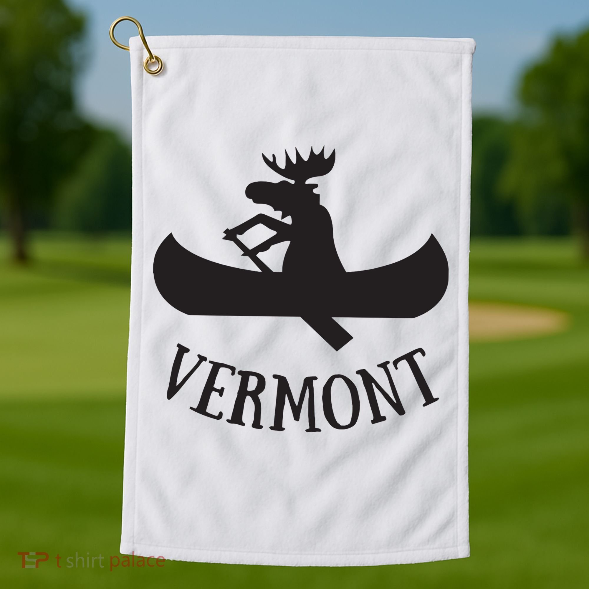 Vermont Moose Canoe Vacation T Golf Towel