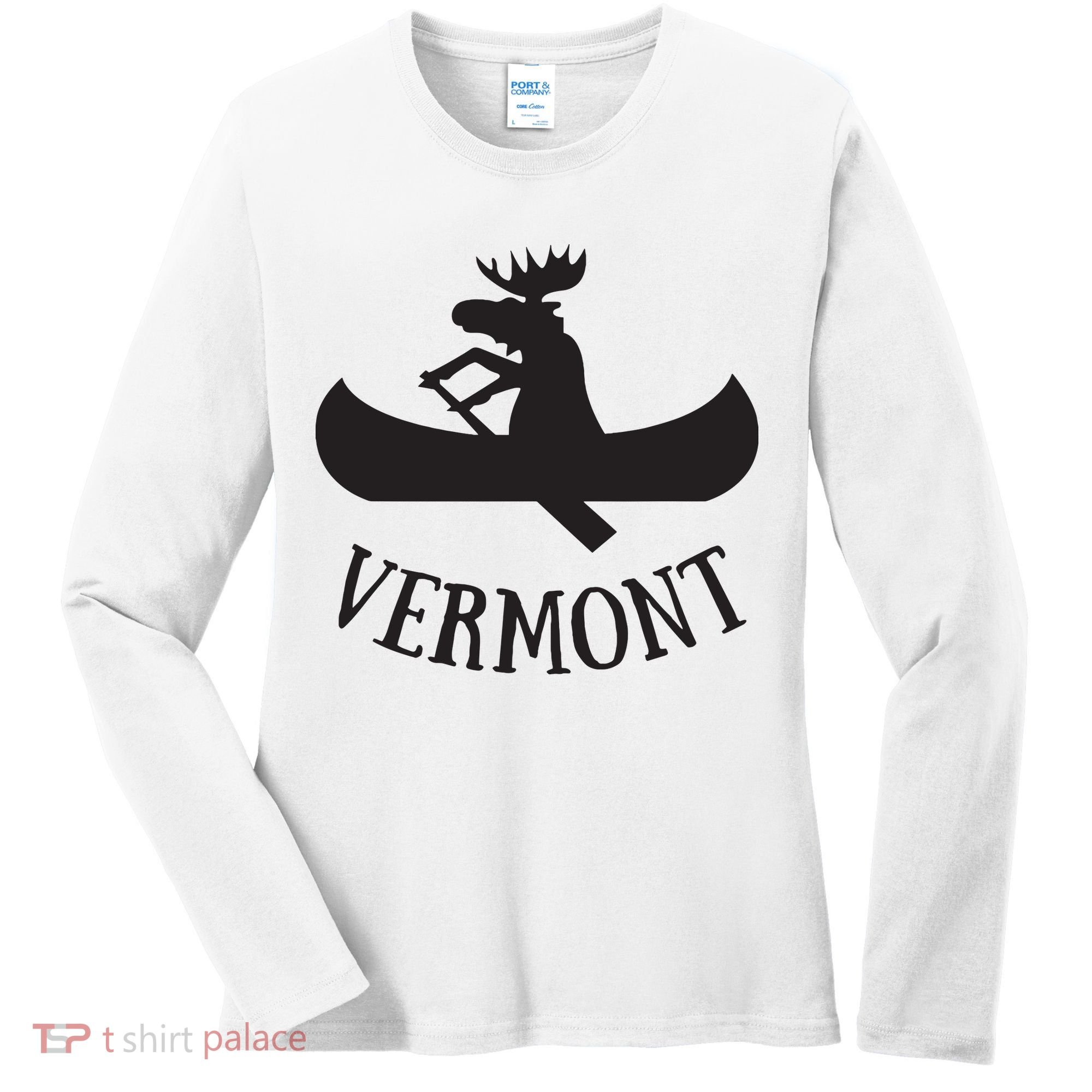 Vermont Moose Canoe Vacation T Women's Long Sleeve Shirt