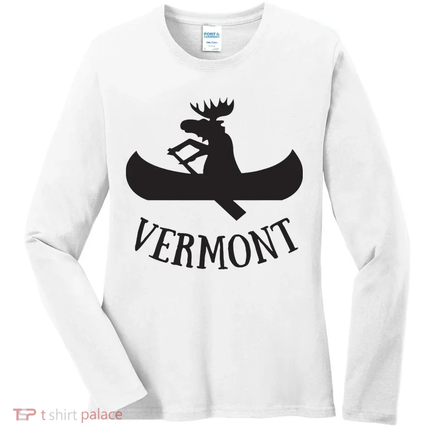 Vermont Moose Canoe Vacation T Women's Long Sleeve Shirt