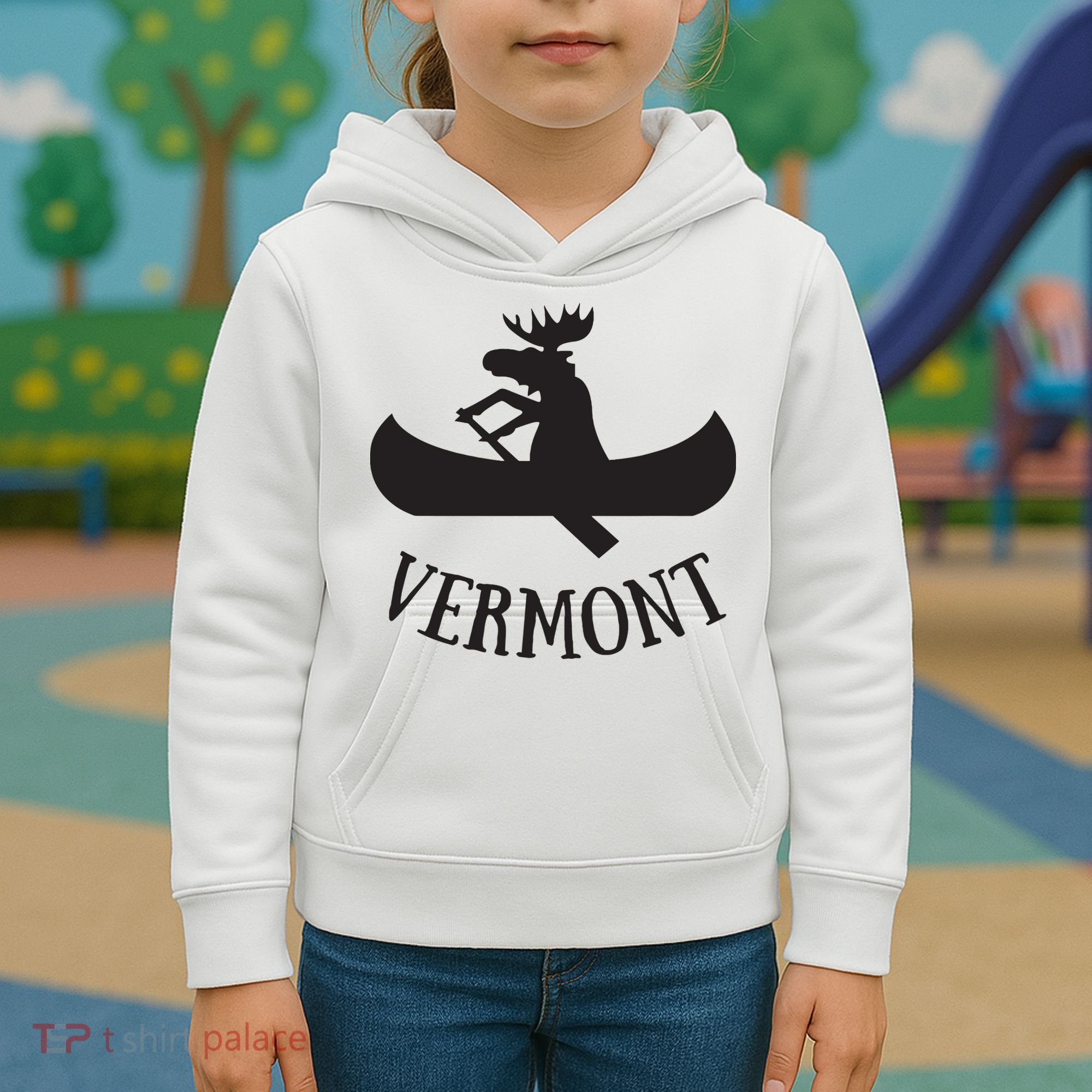 Vermont Moose Canoe Vacation T Kids Hoodie