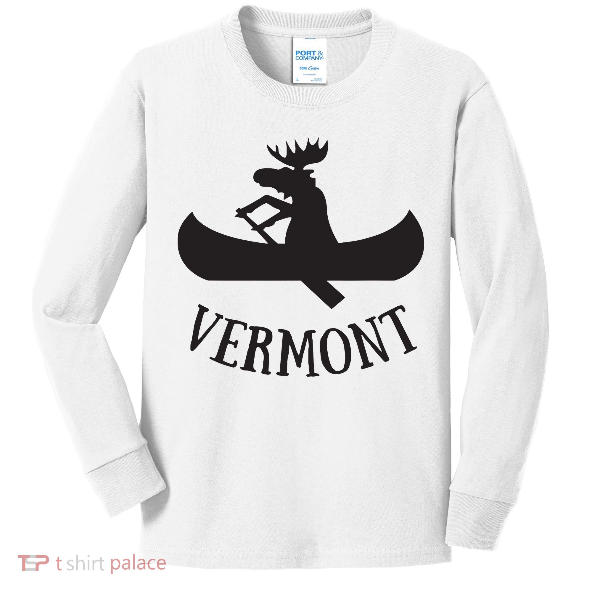 Vermont Moose Canoe Vacation T Kids Long Sleeve Shirt