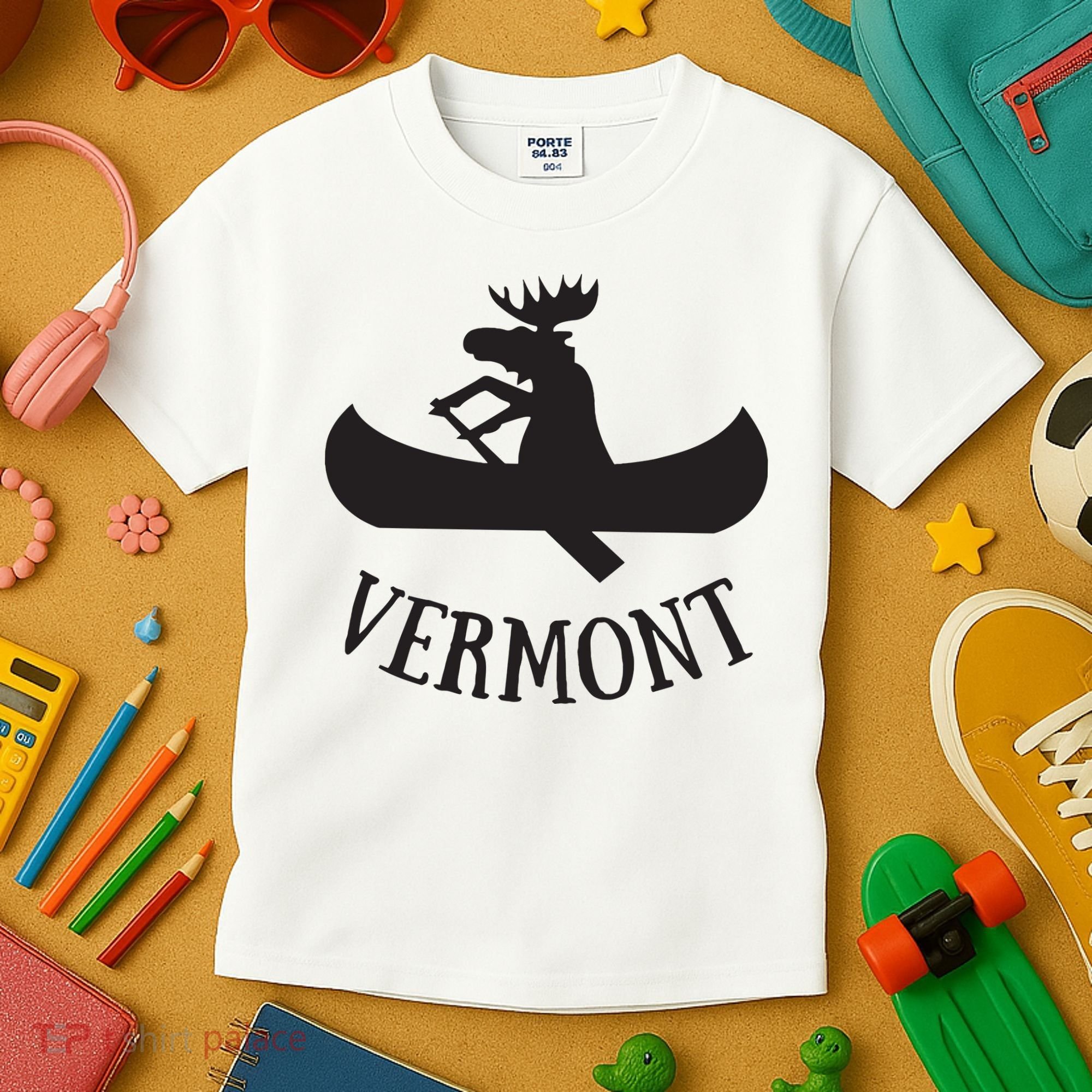 Vermont Moose Canoe Vacation T Kids T-Shirt
