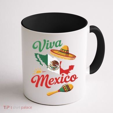 Viva Mexico Cinco De May Design With Map Mexican Flag Coffee Mug back