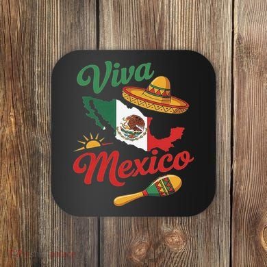 Viva Mexico Cinco De May Design With Map Mexican Flag Coaster