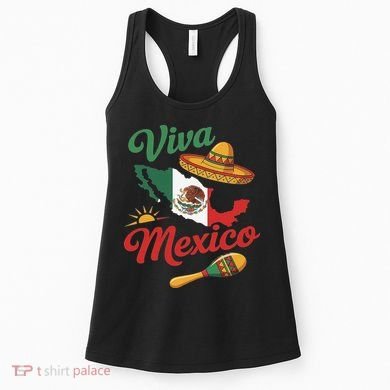 Viva Mexico Cinco De May Design With Map Mexican Flag Women's Tank Top