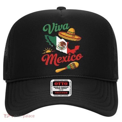 Viva Mexico Cinco De May Design With Map Mexican Flag Hat