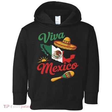 Viva Mexico Cinco De May Design With Map Mexican Flag Toddler Hoodie