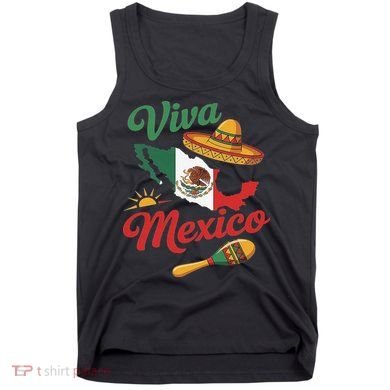 Viva Mexico Cinco De May Design With Map Mexican Flag Tank Top