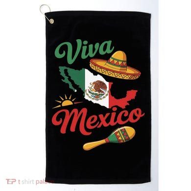 Viva Mexico Cinco De May Design With Map Mexican Flag Golf Towel