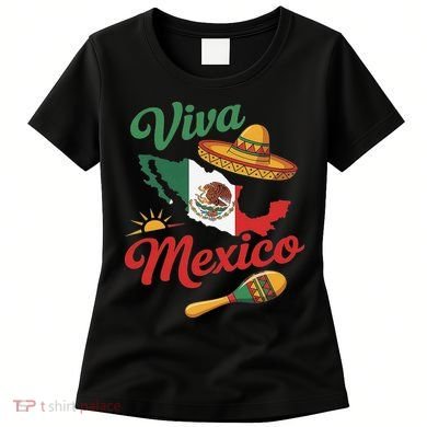 Viva Mexico Cinco De May Design With Map Mexican Flag Women's T-Shirt