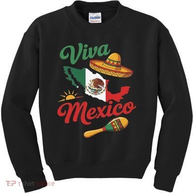 Viva Mexico Cinco De May Design With Map Mexican Flag Kids Sweatshirt