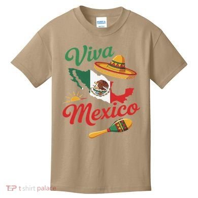Viva Mexico Cinco De May Design With Map Mexican Flag Kids T-Shirt