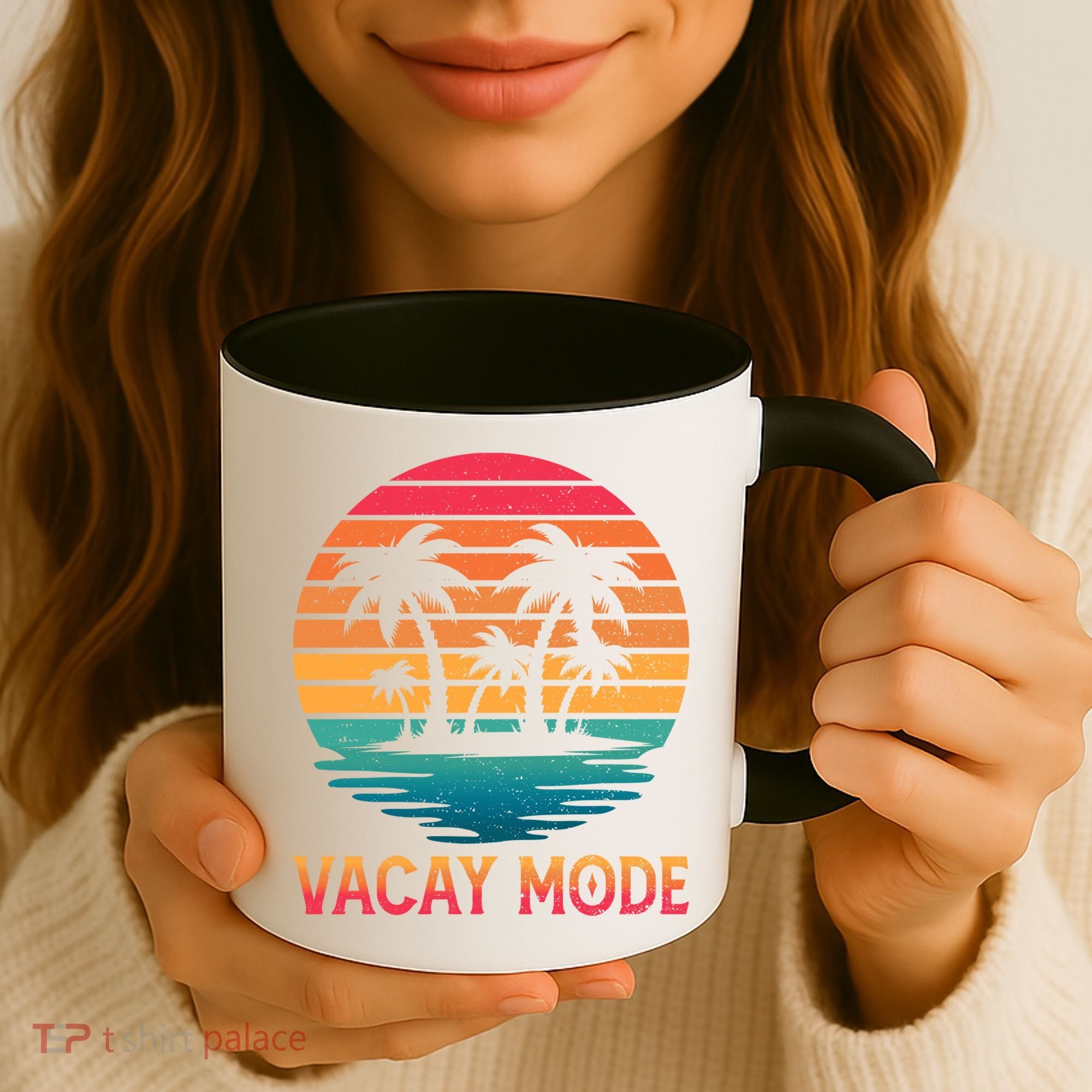 Vacay Mode Coconut Palm Trees Retro Tropical Summer Vibes Cute Gift Coffee Mug