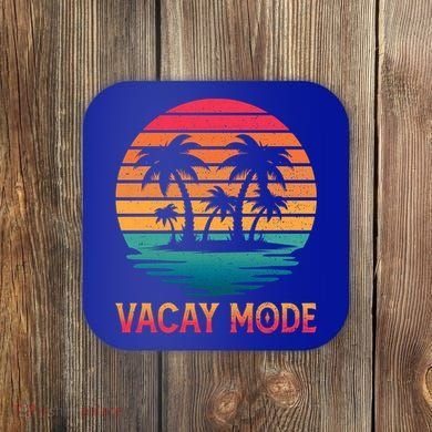 Vacay Mode Coconut Palm Trees Retro Tropical Summer Vibes Cute Gift Coaster