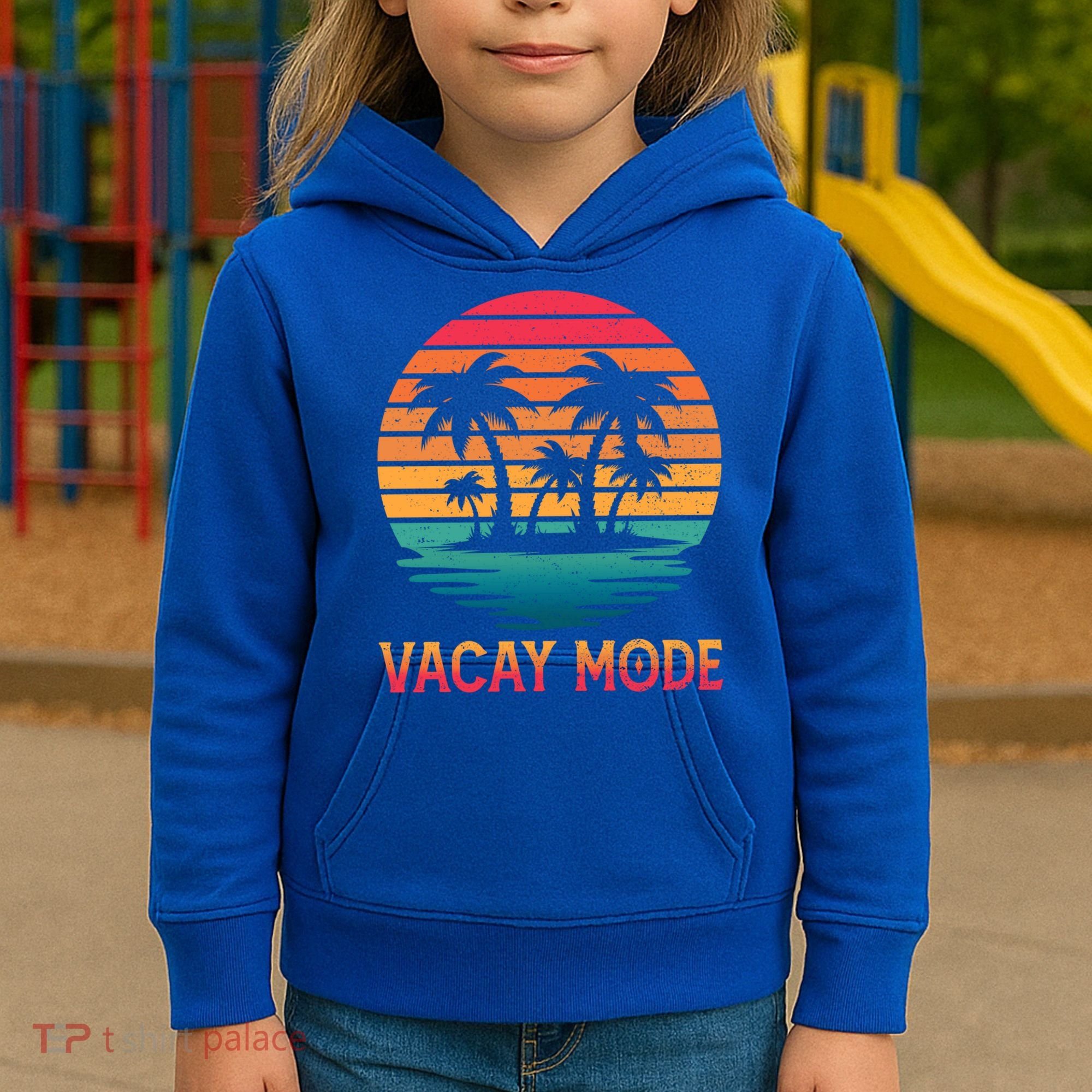 Vacay Mode Coconut Palm Trees Retro Tropical Summer Vibes Cute Gift Kids Hoodie