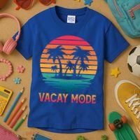 Vacay Mode Coconut Palm Trees Retro Tropical Summer Vibes Cute Gift Kids T-Shirt thumb 3