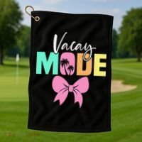 Vacay Mode Coquette Bow Summer Vacation Family Cruise Women Golf Towel thumb 1