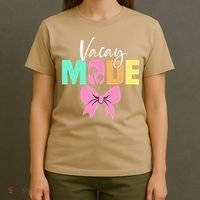 Vacay Mode Coquette Bow Summer Vacation Family Cruise Women T-Shirt thumb 4