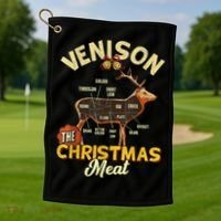 Venison Meat Chart The Christmas Meat Deer Hunter Hunting Golf Towel thumb 1