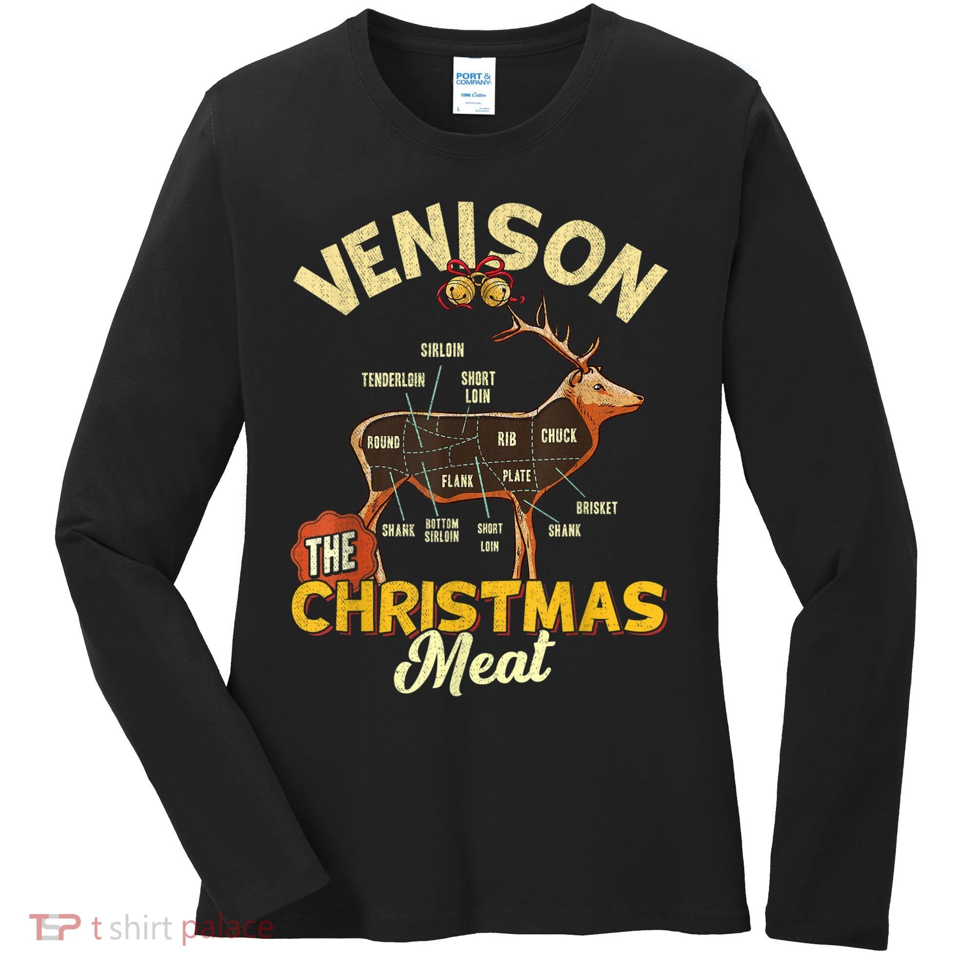 Venison Meat Chart The Christmas Meat Deer Hunter Hunting Women's Long Sleeve Shirt