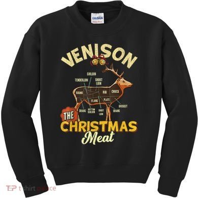 Venison Meat Chart The Christmas Meat Deer Hunter Hunting Kids Sweatshirt