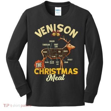 Venison Meat Chart The Christmas Meat Deer Hunter Hunting Kids Long Sleeve Shirt