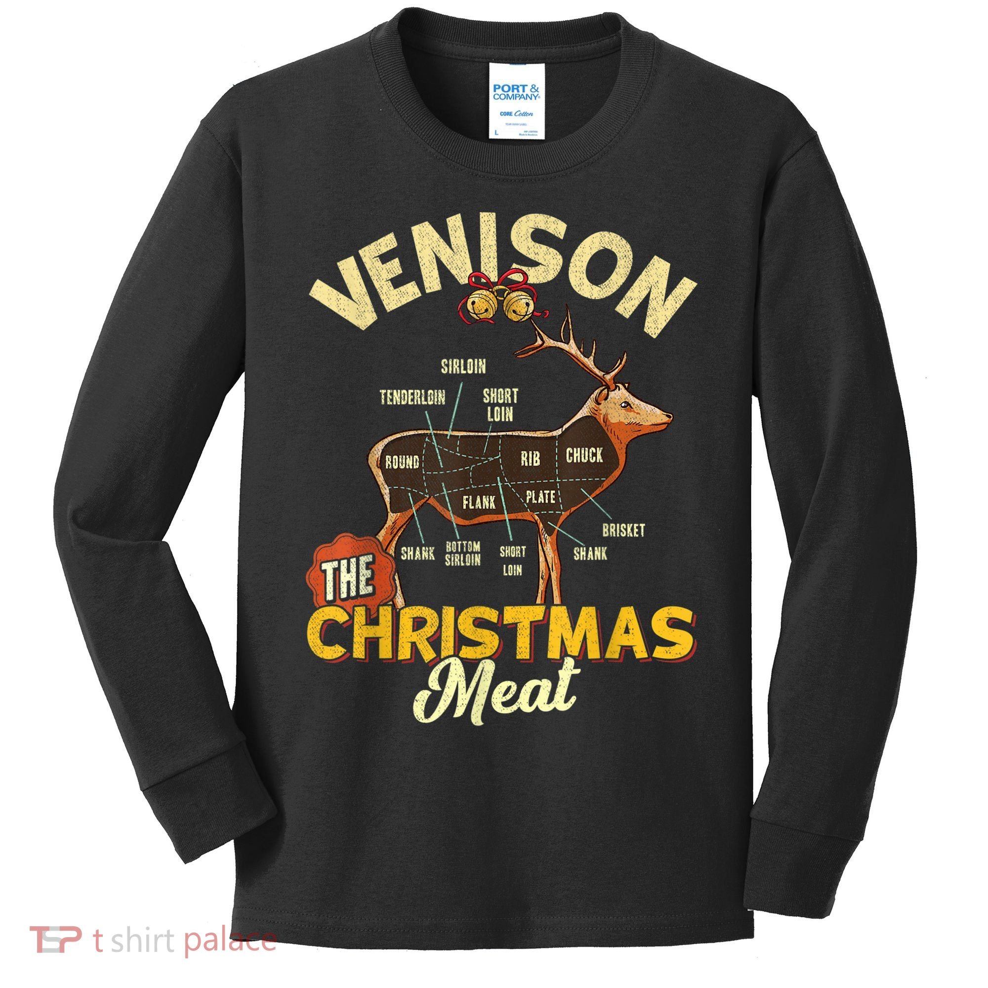 Venison Meat Chart The Christmas Meat Deer Hunter Hunting Kids Long Sleeve Shirt