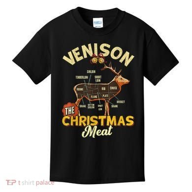 Venison Meat Chart The Christmas Meat Deer Hunter Hunting Kids T-Shirt