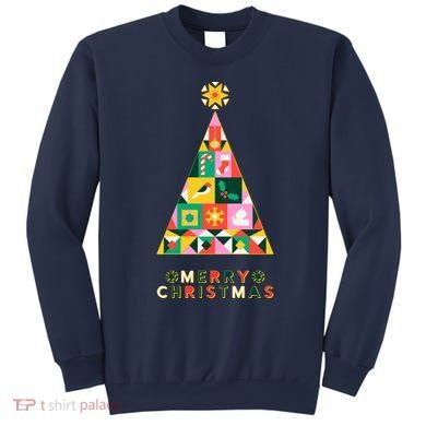 Vintage Merry Christmas Pattern Tree Sweatshirt