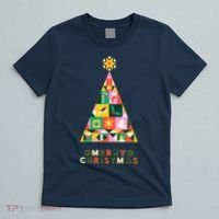 Vintage Merry Christmas Pattern Tree T-Shirt thumb 5