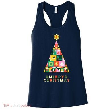 Vintage Merry Christmas Pattern Tree Women's Tank Top