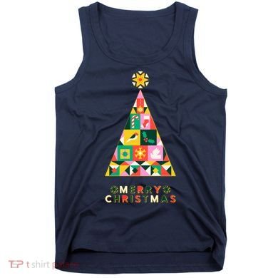 Vintage Merry Christmas Pattern Tree Tank Top