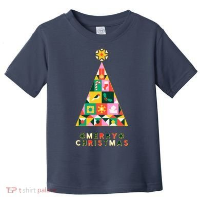 Vintage Merry Christmas Pattern Tree Toddler T-Shirt