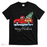 Vintage Merry Christmas Red Truck Old Fashioned Christmas T-Shirt thumb 0