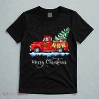 Vintage Merry Christmas Red Truck Old Fashioned Christmas T-Shirt thumb 5