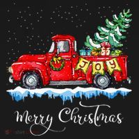 Vintage Merry Christmas Red Truck Old Fashioned Christmas T-Shirt thumb 7