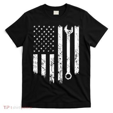 Vintage Mechanic Distressed American Flag T-Shirt