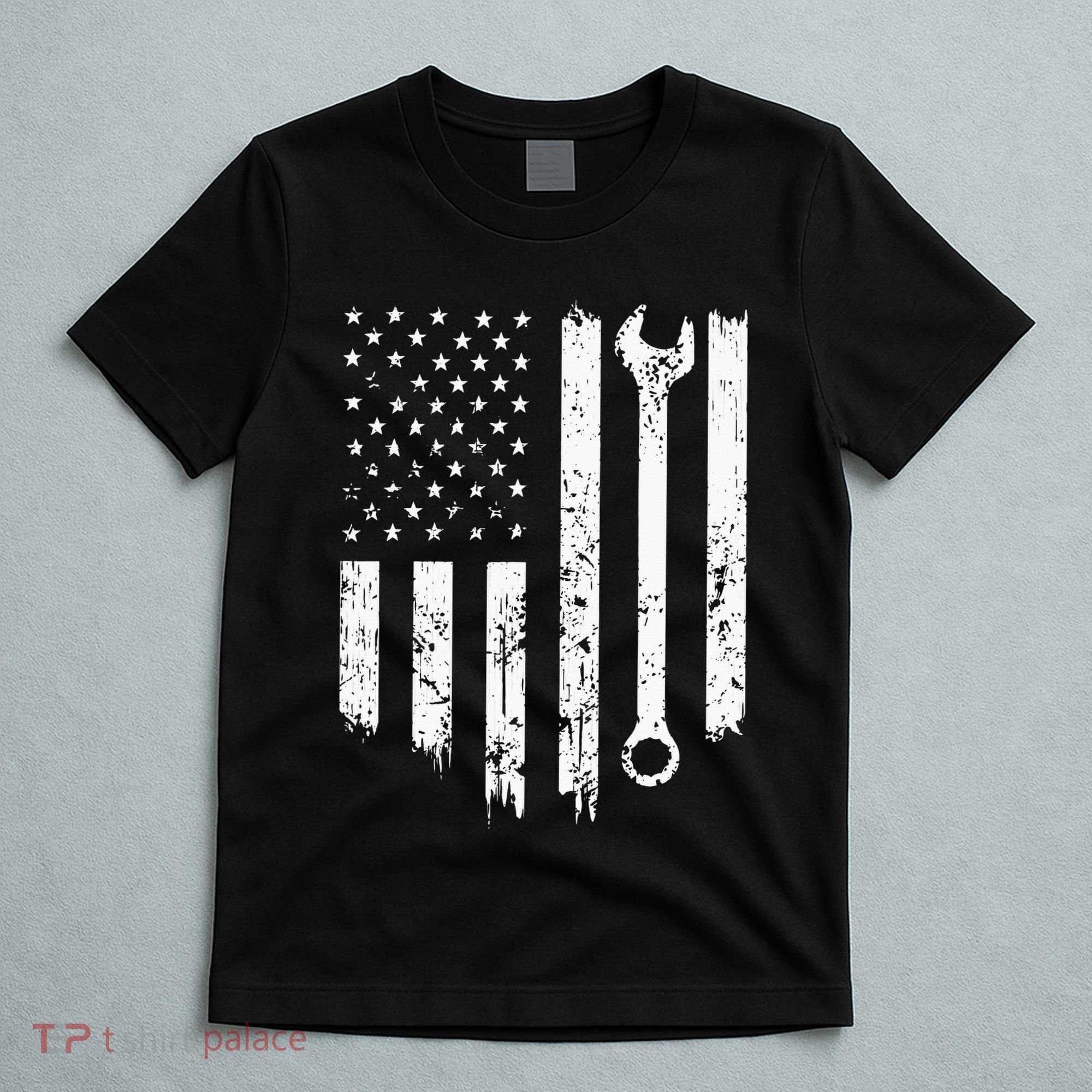 Vintage Mechanic Distressed American Flag T-Shirt
