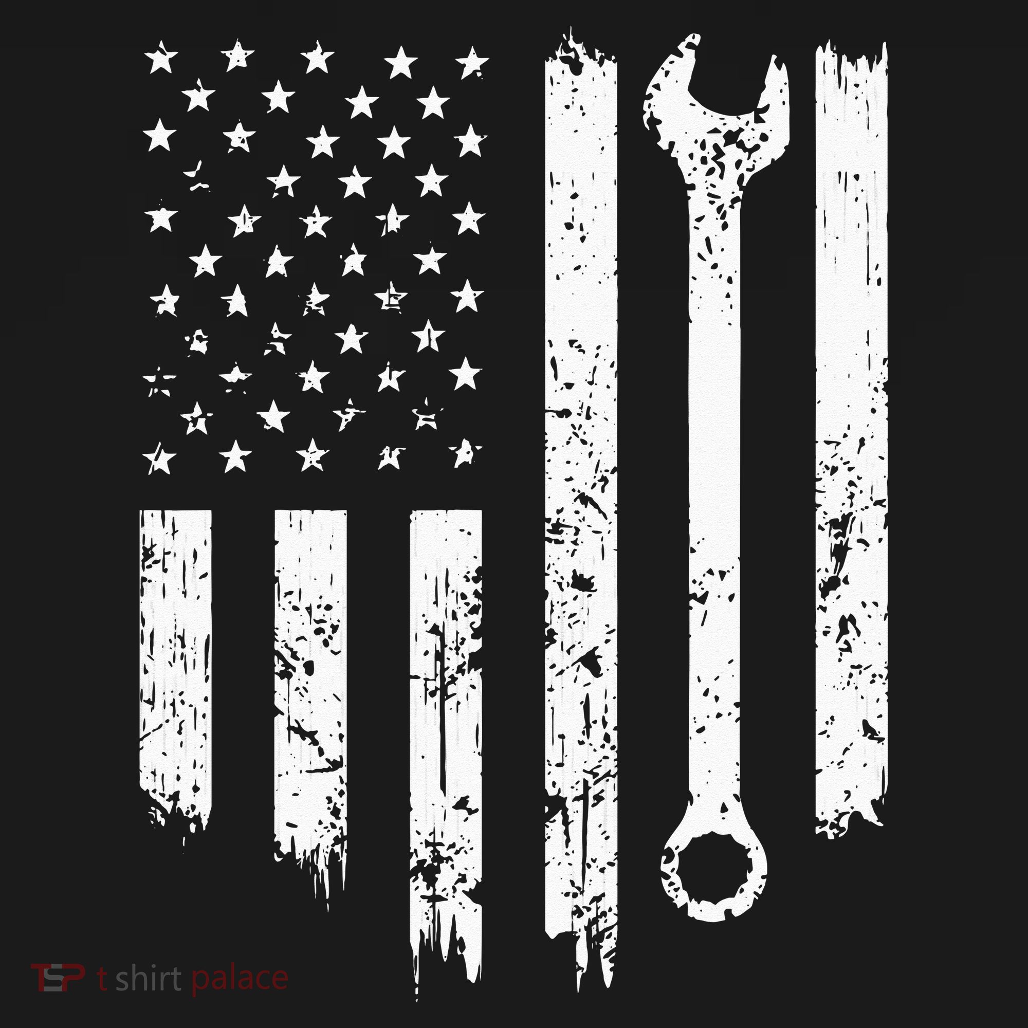 Vintage Mechanic Distressed American Flag T-Shirt