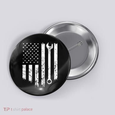 Vintage Mechanic Distressed American Flag Button