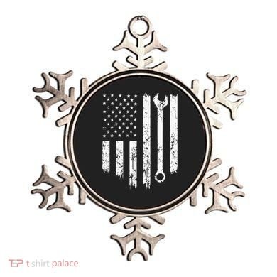 Vintage Mechanic Distressed American Flag Ornament