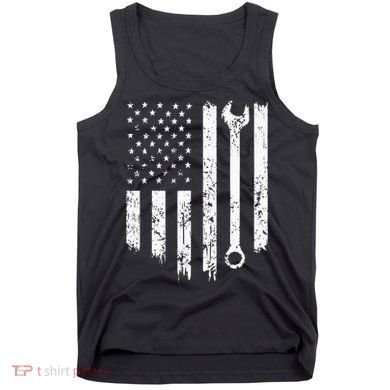 Vintage Mechanic Distressed American Flag Tank Top