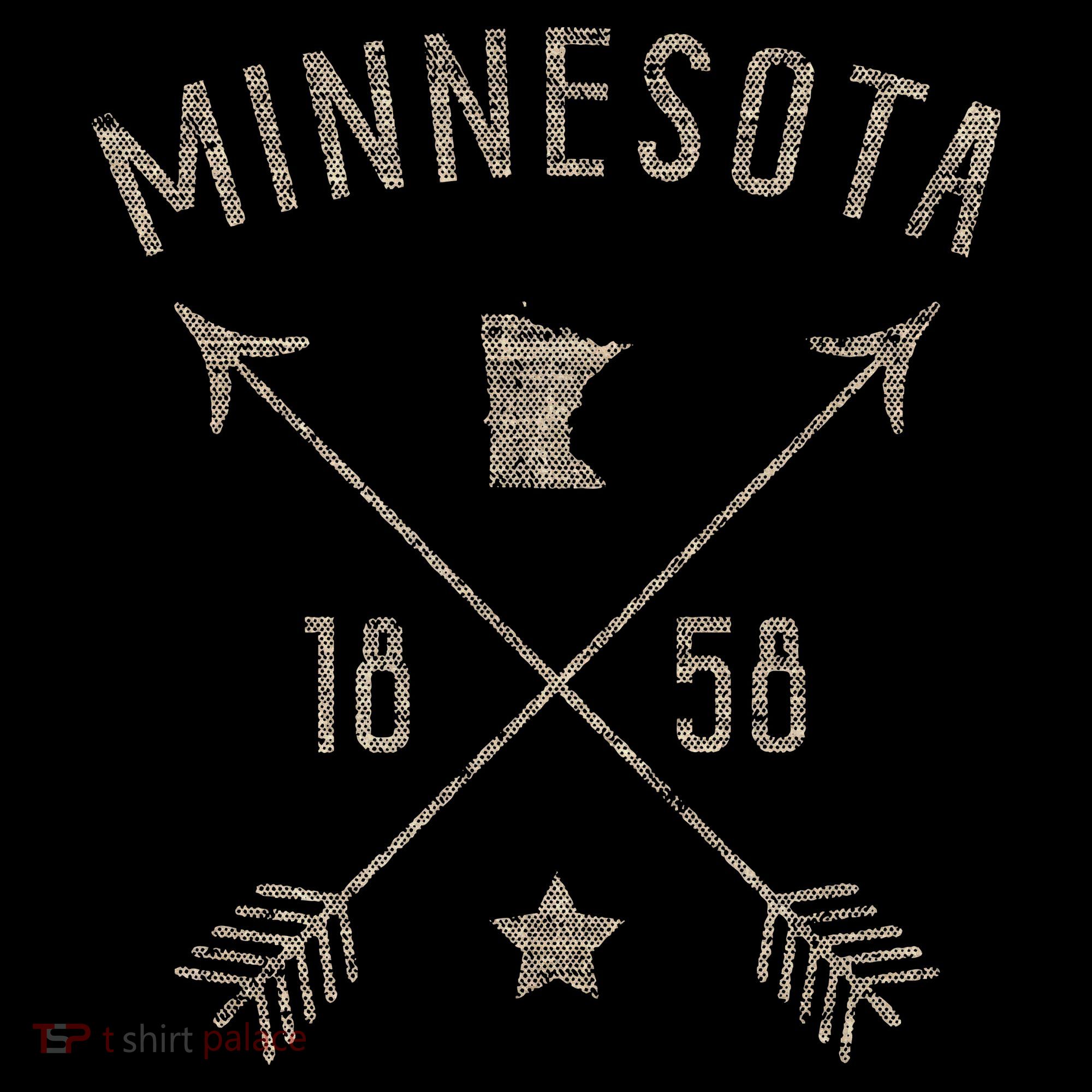 Vintage Minnesota Distressed Home State Map Boho Arrows T-Shirt