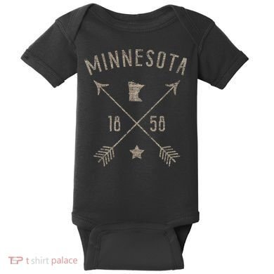 Vintage Minnesota Distressed Home State Map Boho Arrows Baby Bodysuit