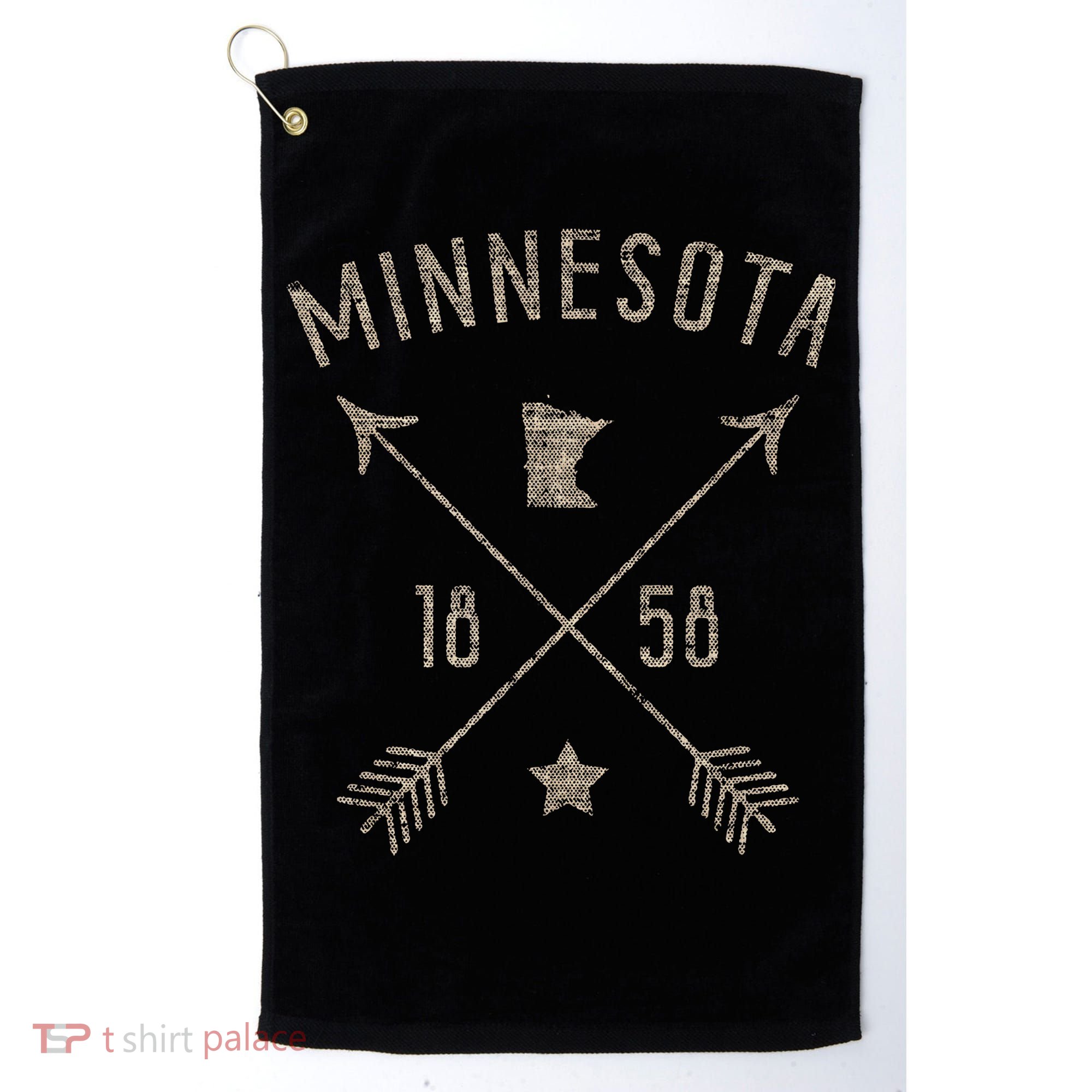 Vintage Minnesota Distressed Home State Map Boho Arrows Golf Towel